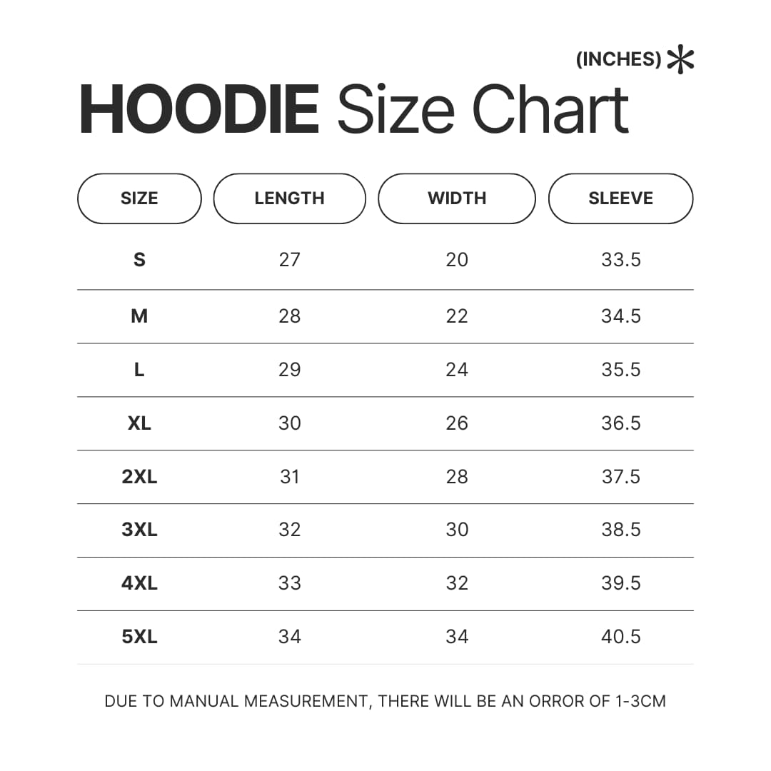 Hoodie Size Chart - Bad Omens UK Store