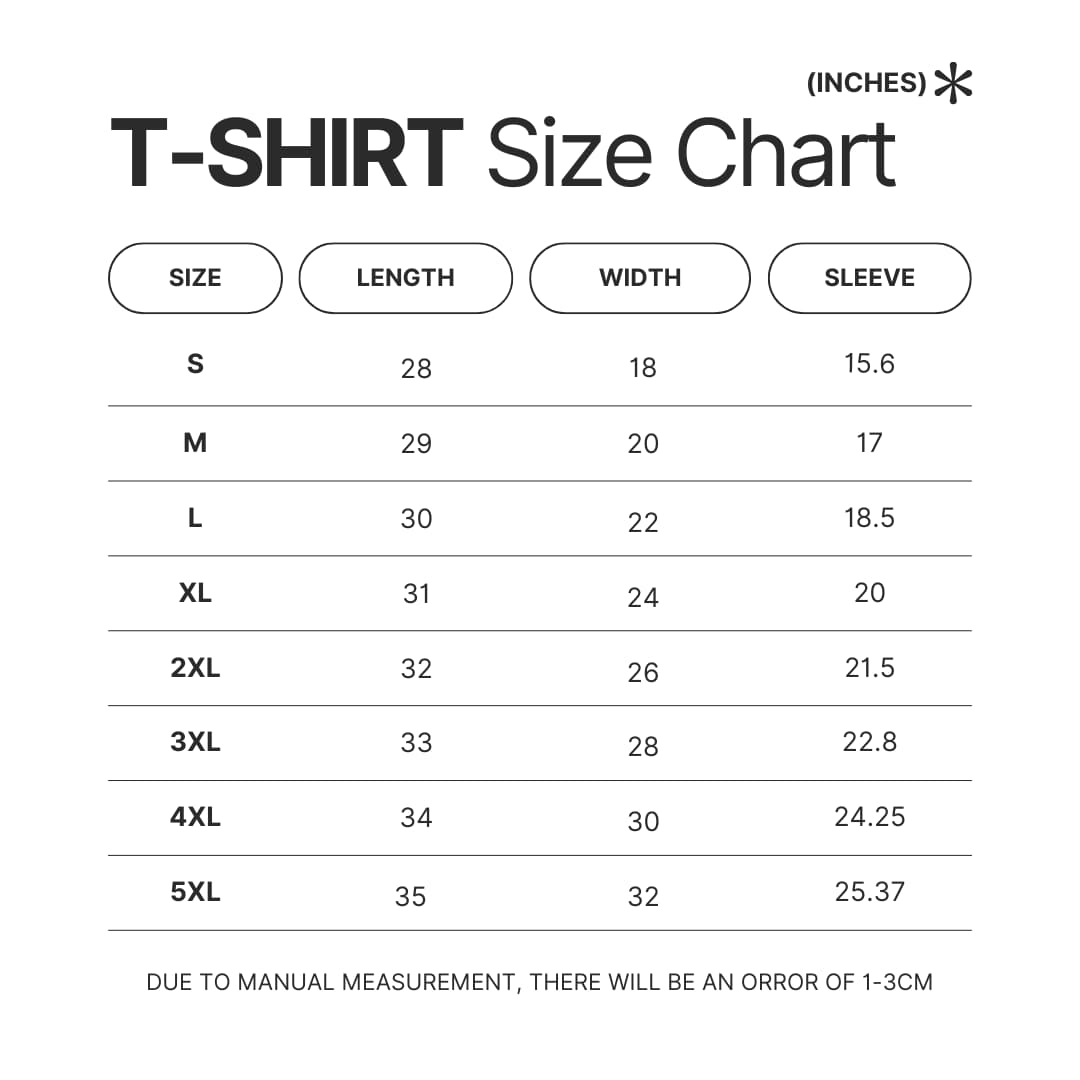 T shirt Size Chart - Bad Omens UK Store