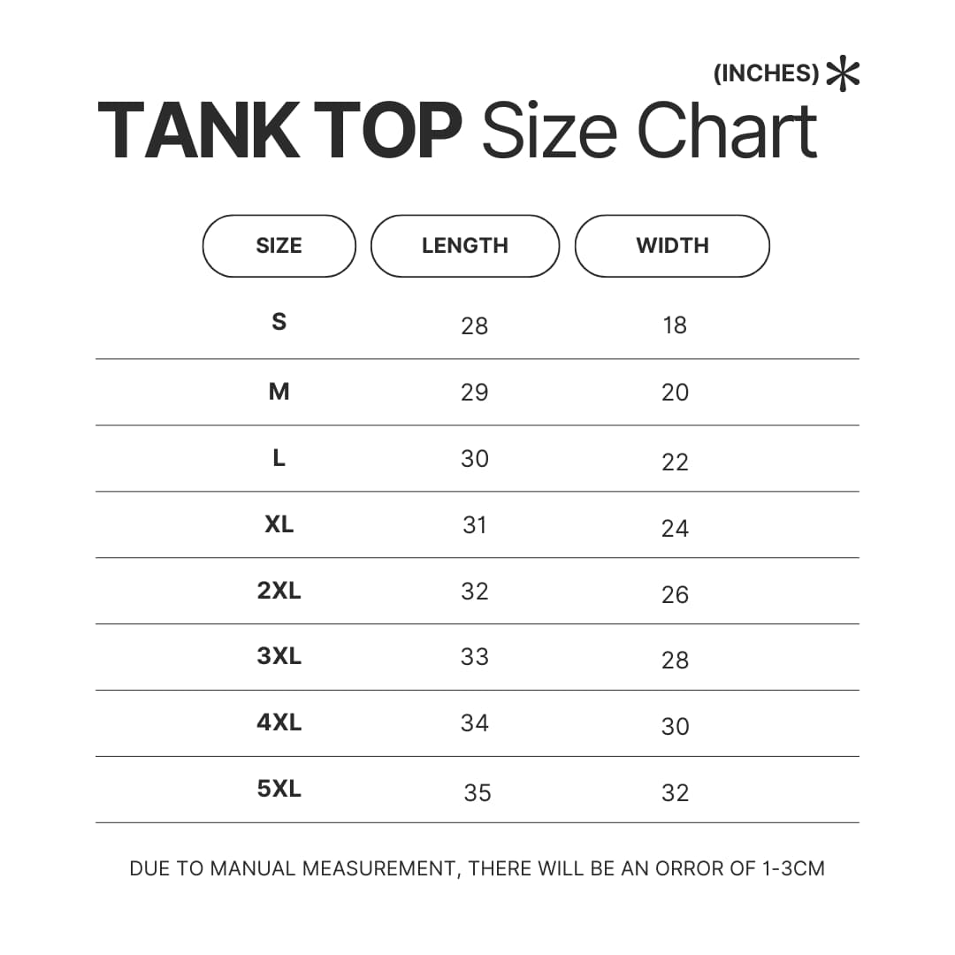 Tank Top Size Chart - Bad Omens UK Store