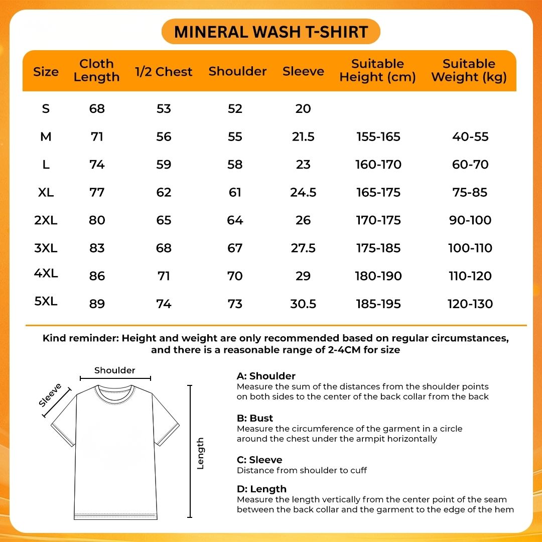 Mineral Wash T Shirt Size Chart 1 - Bad Omens UK Store