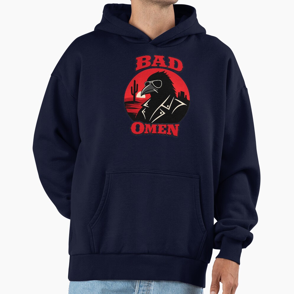 Bad Omen Cool Raven In Sunglasses Retro Hoodie - Image 5