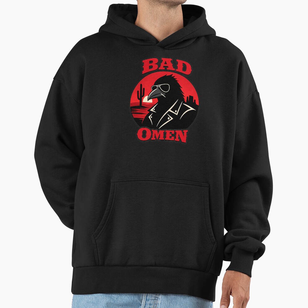 Bad Omen Cool Raven In Sunglasses Retro Hoodie - Image 3