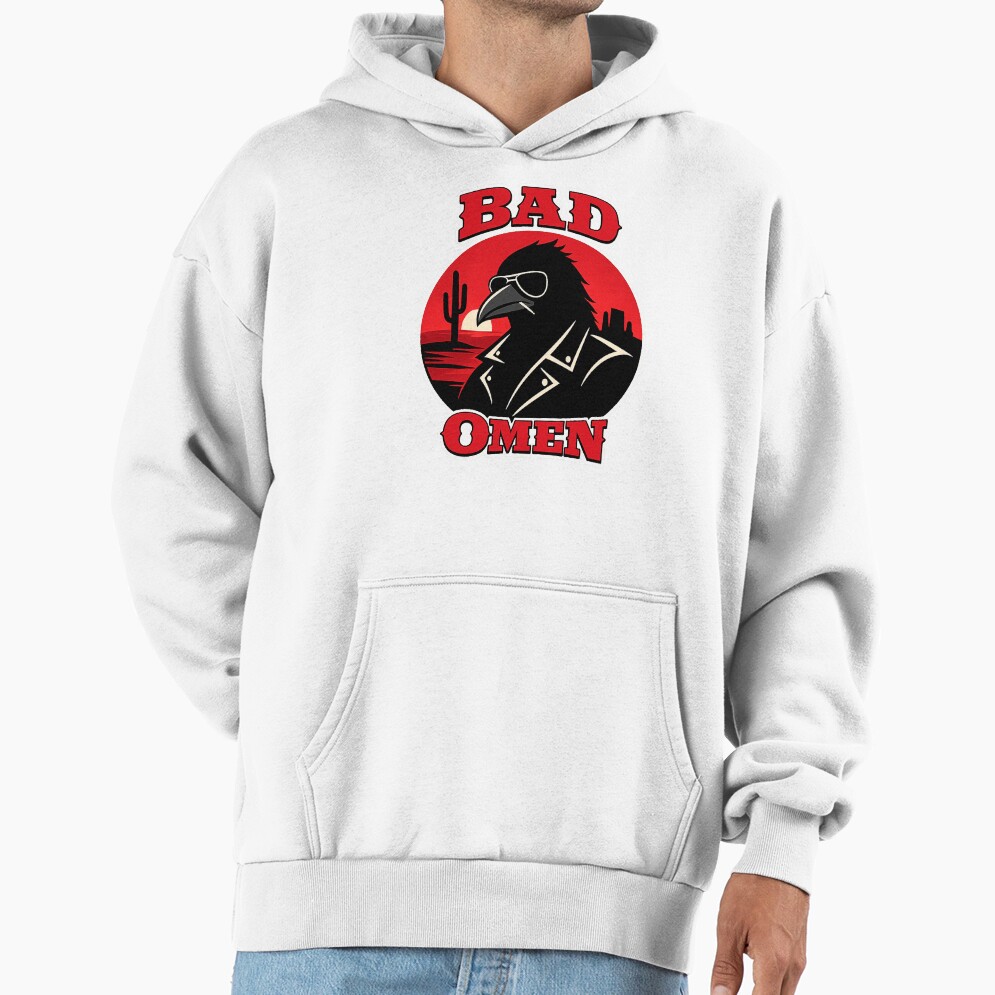 Bad Omen Cool Raven In Sunglasses Retro Hoodie - Image 2
