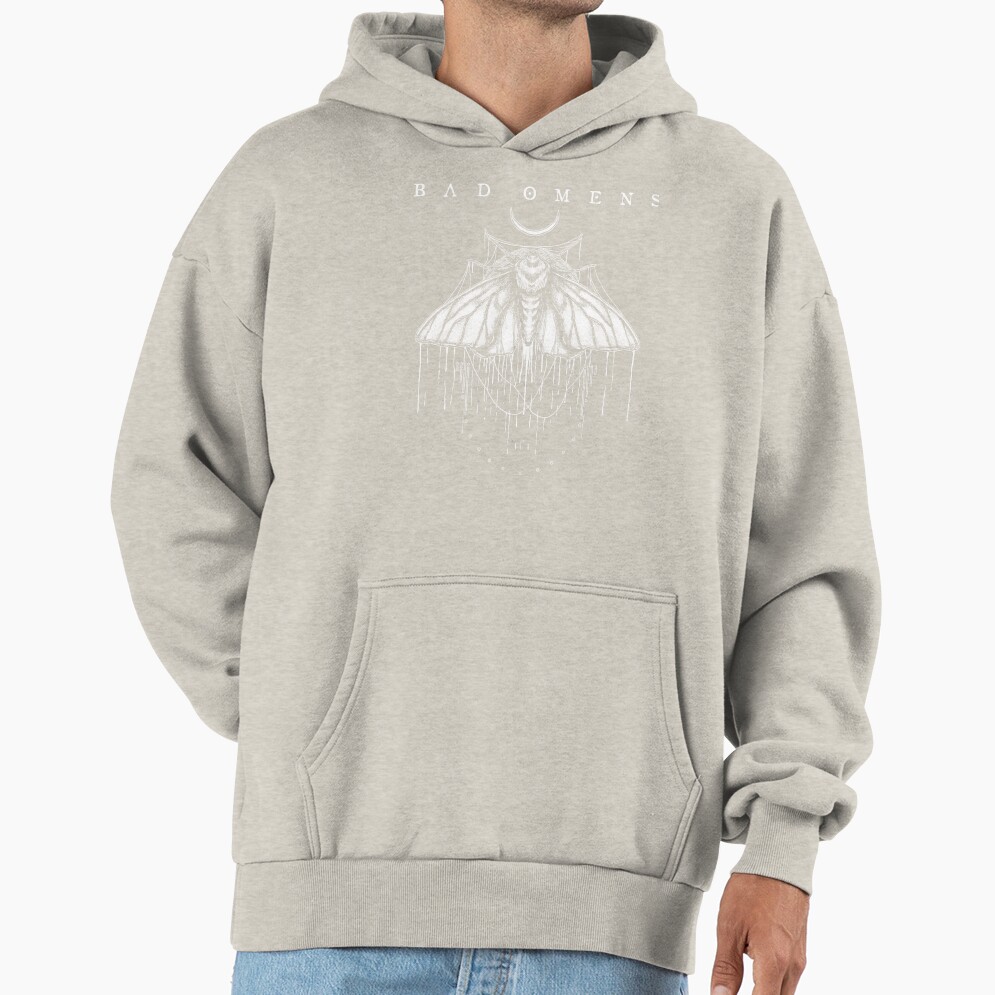 Occult Moth With Crescent Moon Line Work Hoodie - Image 2