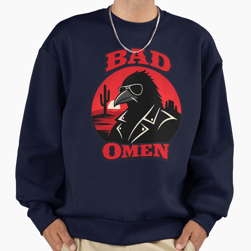 Bad Omen Cool Raven In Sunglasses Retro Sweatshirt - Image 5