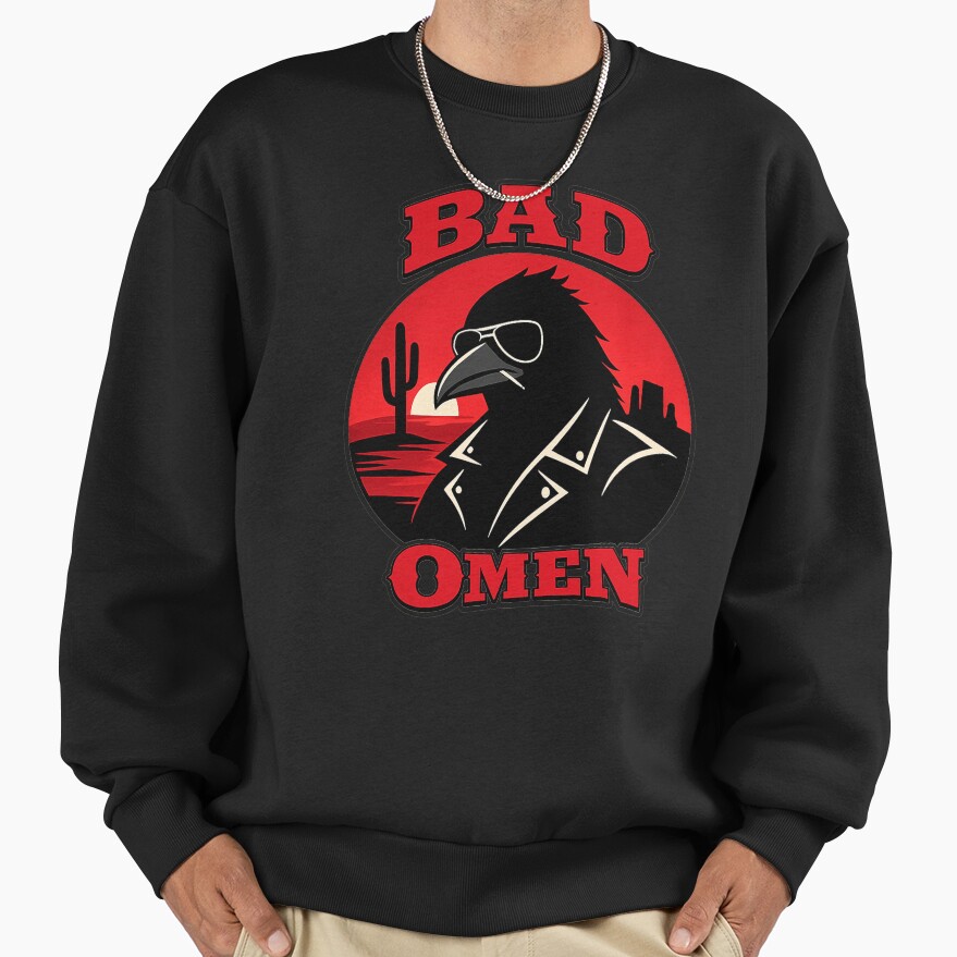 Bad Omen Cool Raven In Sunglasses Retro Sweatshirt - Image 3