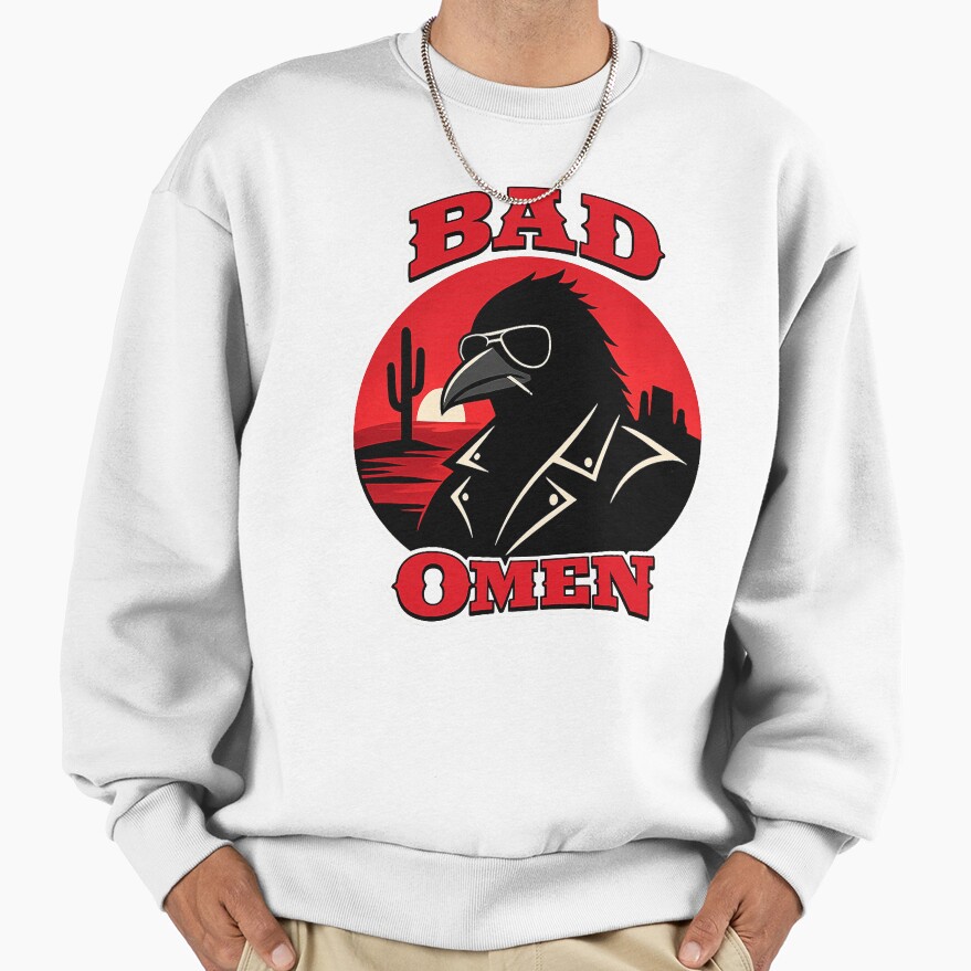 Bad Omen Cool Raven In Sunglasses Retro Sweatshirt - Image 2