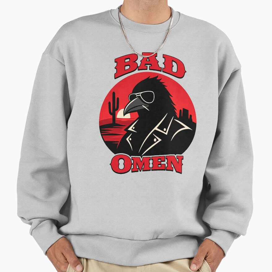 Bad Omen Cool Raven In Sunglasses Retro Sweatshirt - Image 4